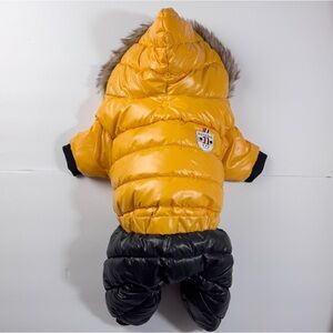 Yellow and Black Puffer Small Dog Coat Jacket
